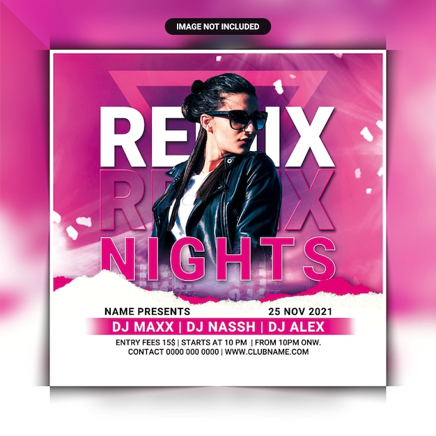 Remix nachtclub feest flyer sjabloon