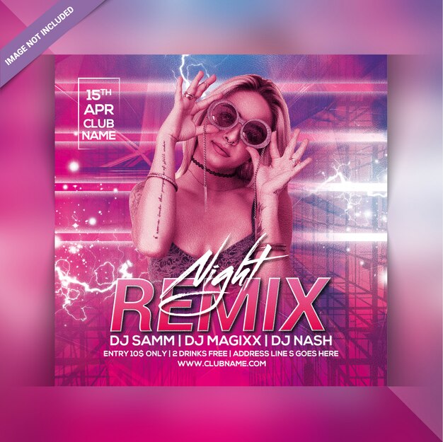 Remix nachtfeest flyer