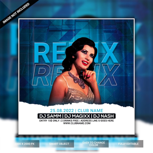 Remix night club party flyer template