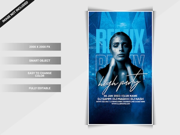 Remix night party instagram web banner template