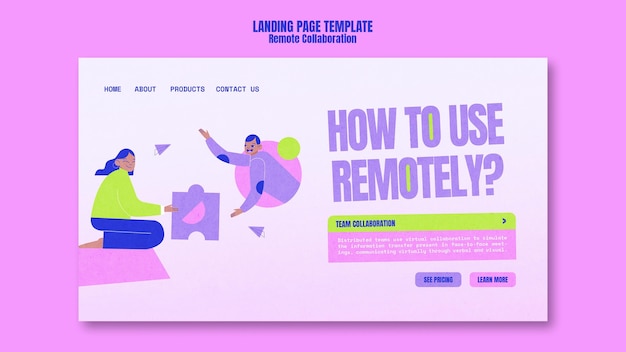 PSD remote collaboration landing page template