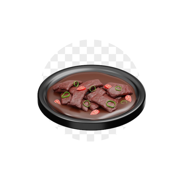 PSD illustrazione 3d di rendang