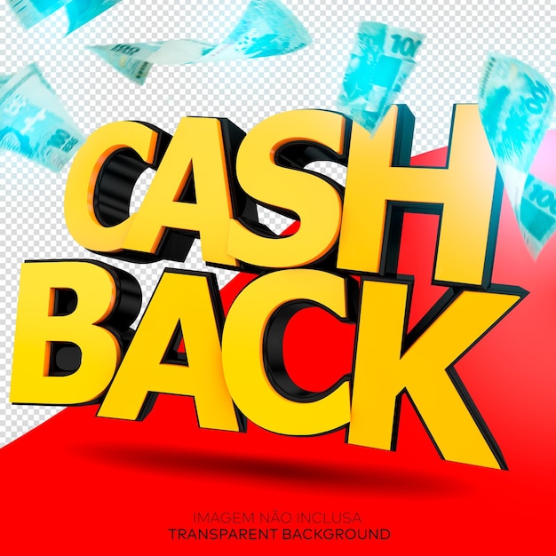 PSD render 3d cashback fondo transparentny