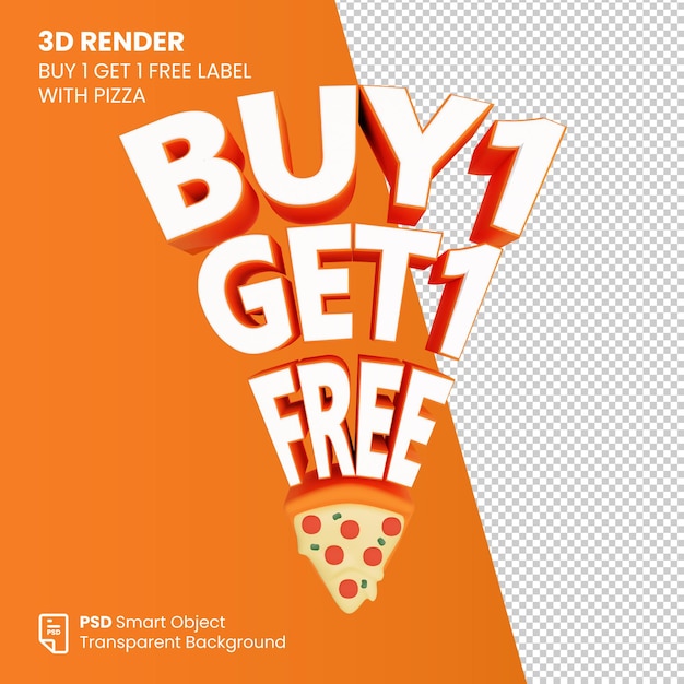 Render 3D Kup jedną, a dostaniesz jedną darmową etykietę z pizzą
