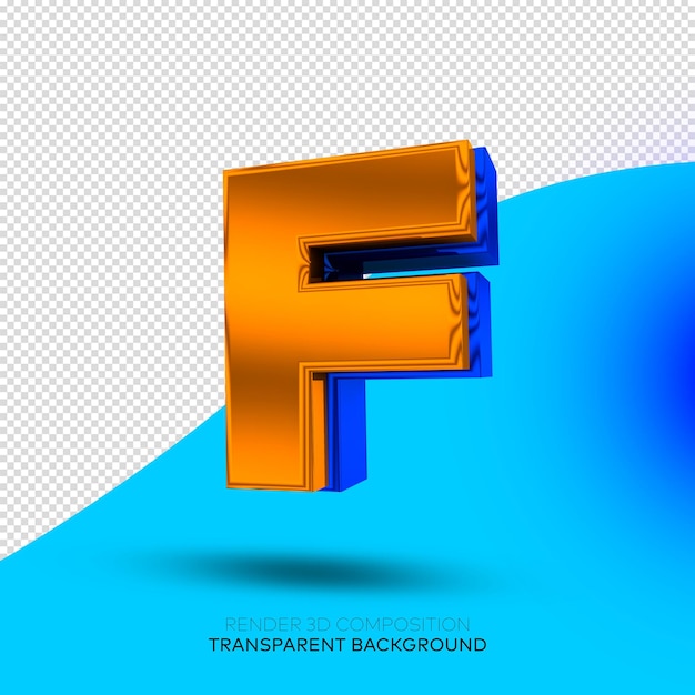 Render 3d letter f fundo transparente