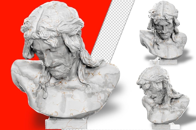 PSD render di cristo sul crocifisso con illuminazione drammatica