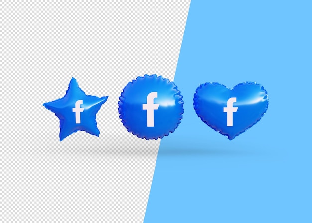 PSD render facebook icon balloons isolated