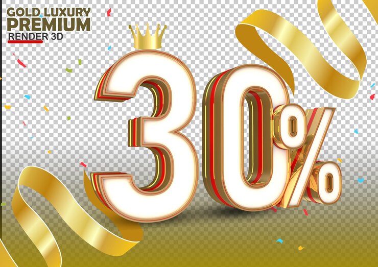 PSD render gouden luxe premium 3d 30 procent