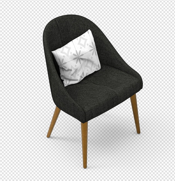 Render of isolated 3d chair with cushion scene creator