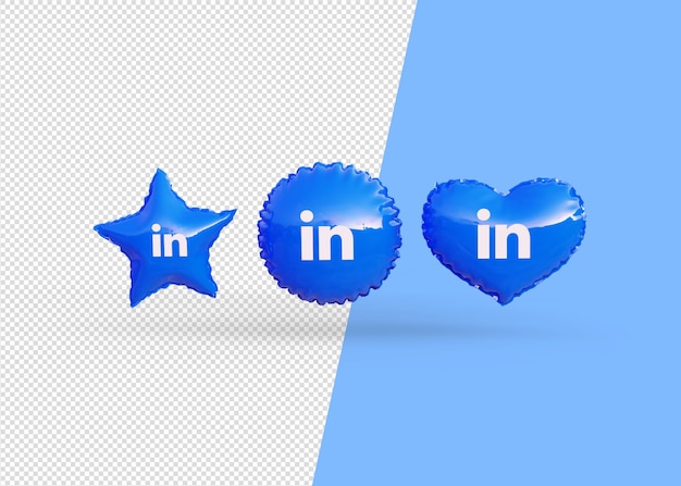 PSD render linkedin icon balloons isolated