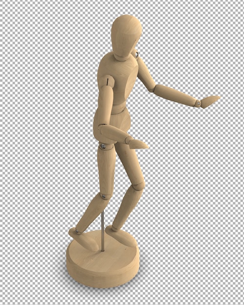 PSD render of wooden mannequin isolated