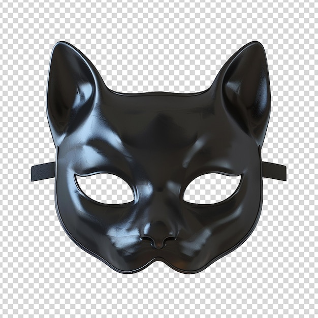 Rendering 3D czarnego kota z maską png izolowaną na przezroczystym tle