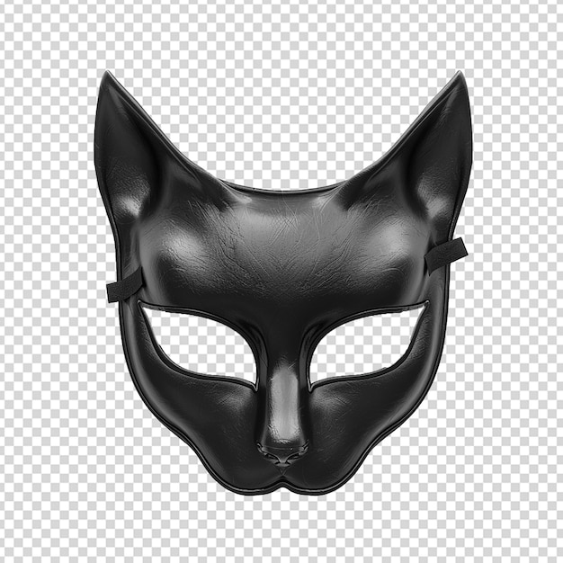 Rendering 3D czarnego kota z maską png izolowaną na przezroczystym tle