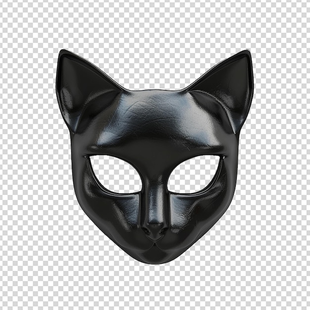 Rendering 3D czarnego kota z maską png izolowaną na przezroczystym tle