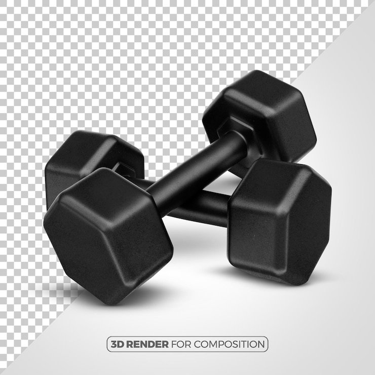 PSD rendering 3d dumbbellów do kulturystyki