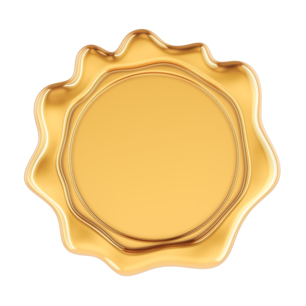 Rendering 3D Golden Wax Seal izolowany na przezroczystym tle