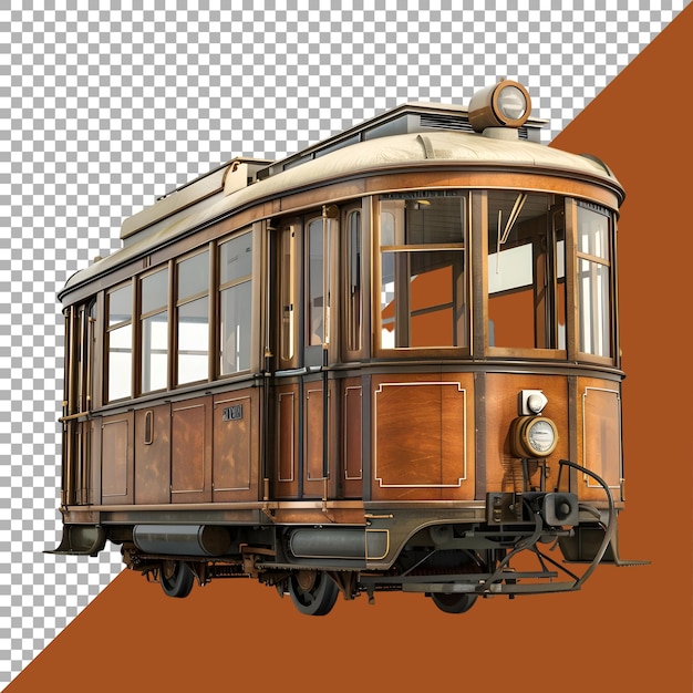 PSD rendering 3d historycznego tramwaju na przezroczystym tle