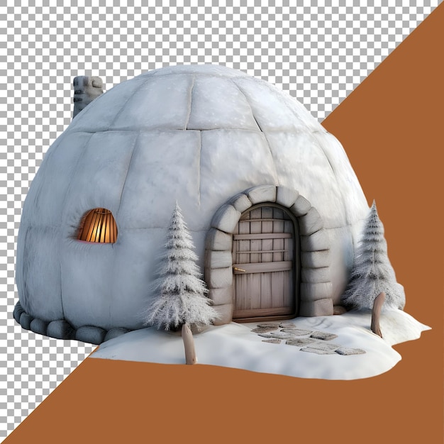 PSD rendering 3d iglu ice house na przezroczystym tle