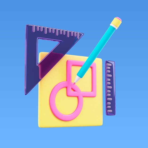 Rendering 3D ikony konstrukcji geometrycznej
