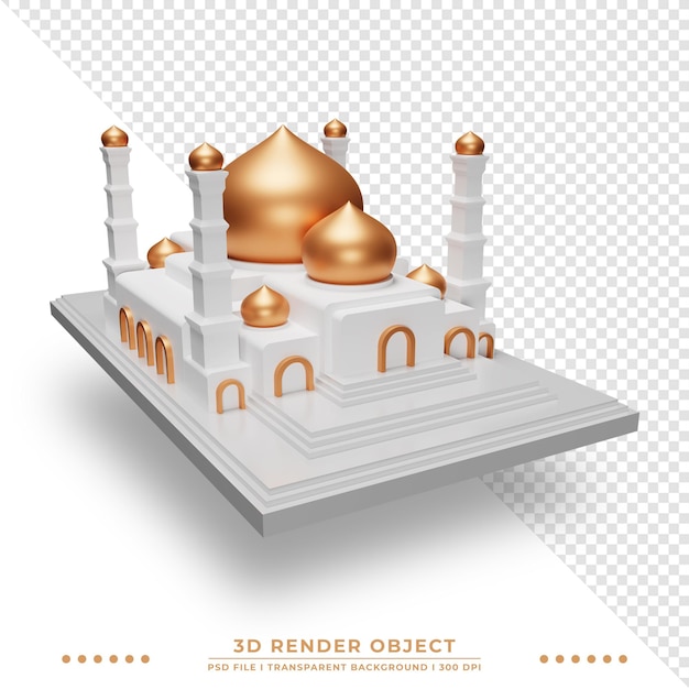 Rendering 3d Islamskiego Meczetu Z Błyszczącą Kopułą