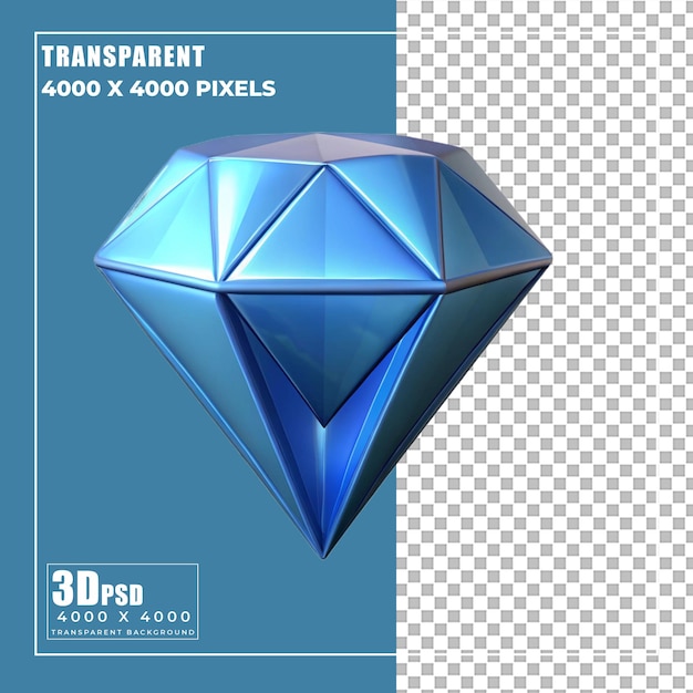 Rendering 3D niebieskiego diamentu