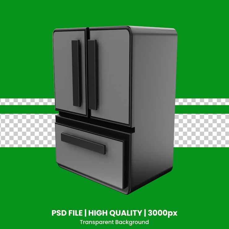 PSD rendering 3d obiekt ikony lodówki