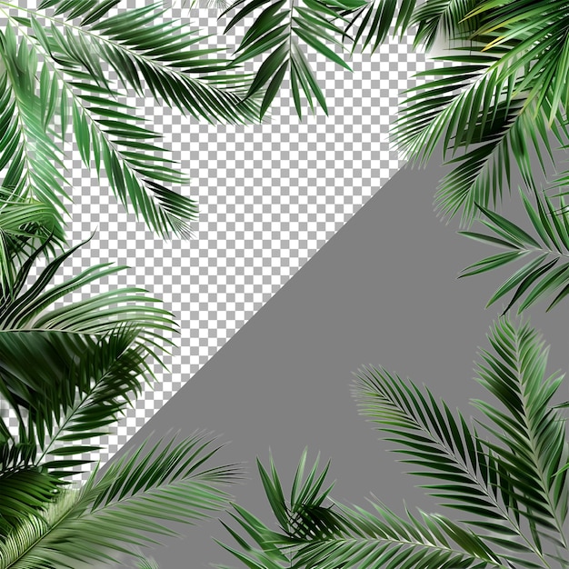 PSD rendering 3d palmy z liśćmi na przezroczystym tle