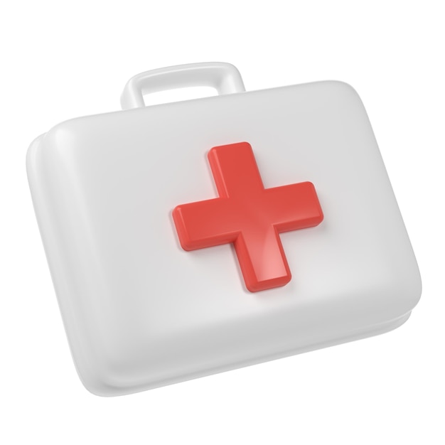 Rendering 3d Pudełka Pierwszej Pomocy Z Ikoną Czerwonego Krzyża Dostawy I Leki Dla Przemysłu Opieki Zdrowotnej