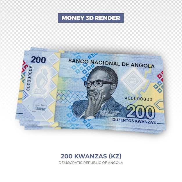 PSD rendering 3d stosów angolańskich banknotów 200 kwanzas