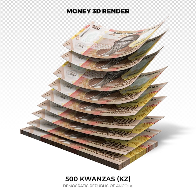 Rendering 3d Stosów Angolańskich Banknotów 500 Kwanzas