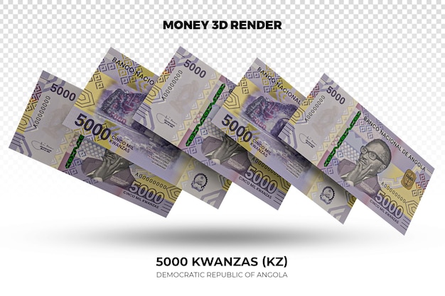 Rendering 3d Stosów Angolańskich Pieniędzy 5000 Banknotów Kwanzas