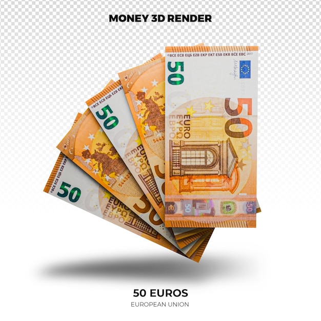 Rendering 3d Stosów Banknotów 50 Euro W Pieniądzach Unii Europejskiej