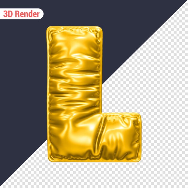 PSD rendering 3d żółtej czcionki l balloon