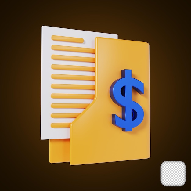 Rendering folderów finansowych w dolarach 3d