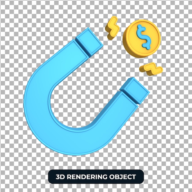 PSD rendering geld magneet 3d object transparante achtergrond