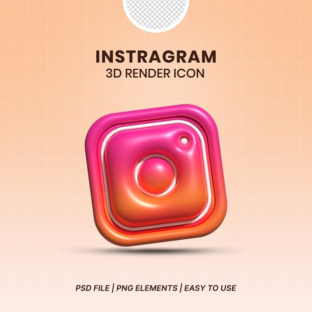 PSD rendering ikony instagram 3d elementy