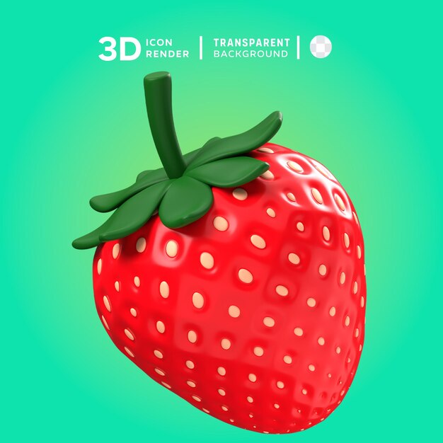 PSD rendering ilustracji 3d truskawki