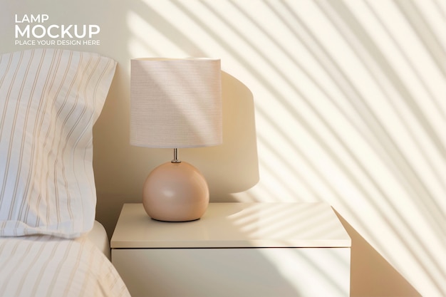 PSD rendering of lamp mockup with light