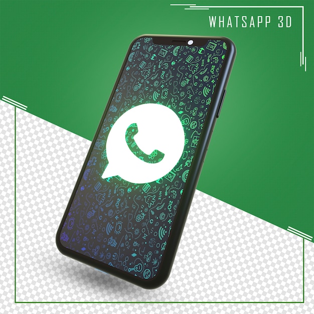 Рендеринг мобильного телефона со значком whatsapp