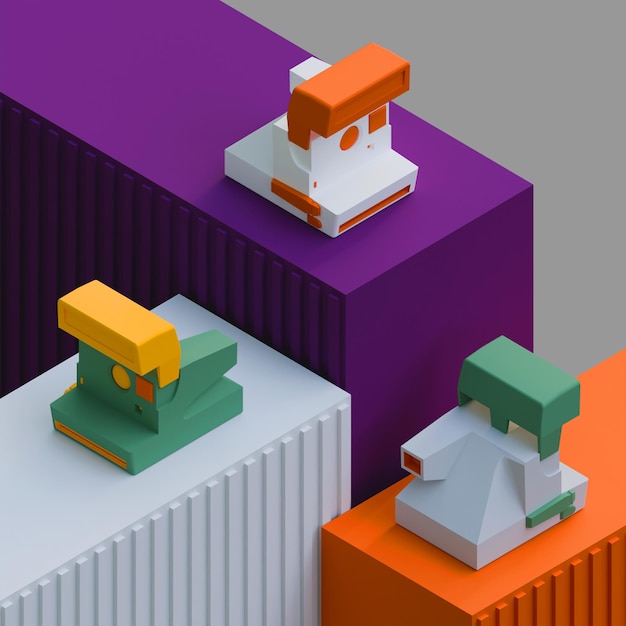 Rendering produktu kamery 3D retro