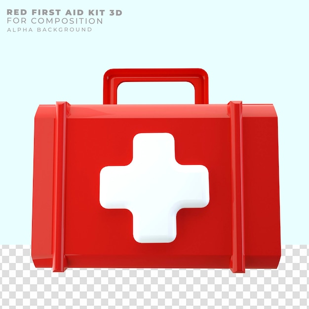 PSD rendering red first aid box 3d