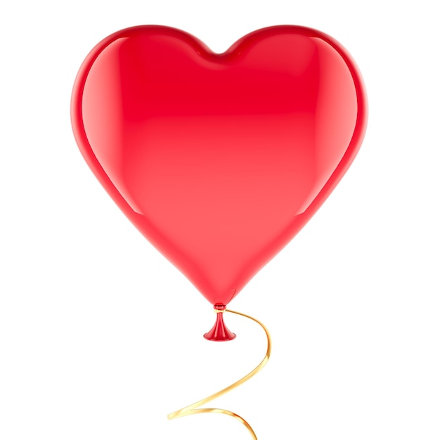 Rendering Red Heart Balloon 3D izolowany na przezroczystym tle