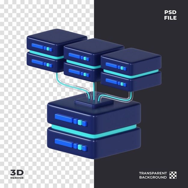 PSD rendering van 3d-gegevensintegratie-iconen