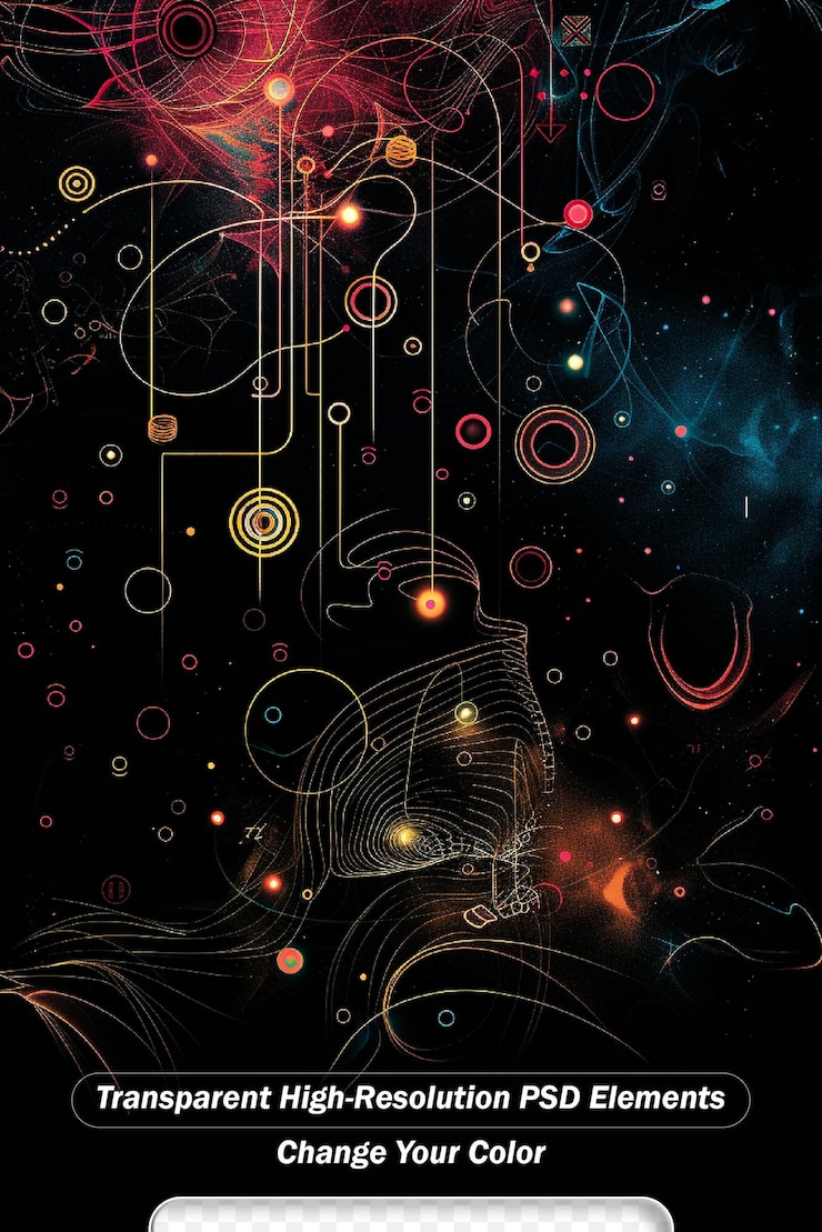PSD rendering of variation of julian transformation of ifs fractal flame for use in design and art