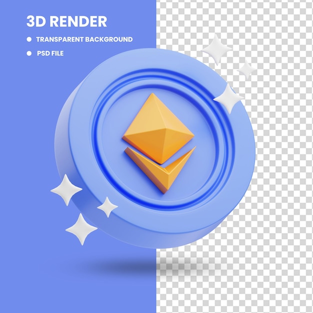 Renderingu 3d Pomarańczowo-fioletowego Ethereum Moneta Cyfrowa Waluta śliczna Ikona Ilustracja