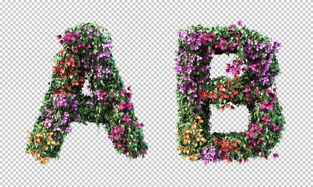 Renderowania 3D alfabetu Bougainvillea