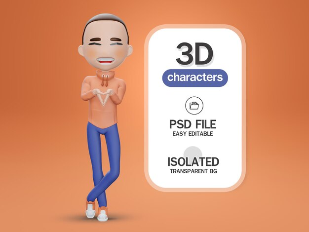 renderowania 3D Chłopiec Robi Serce Z Rąk