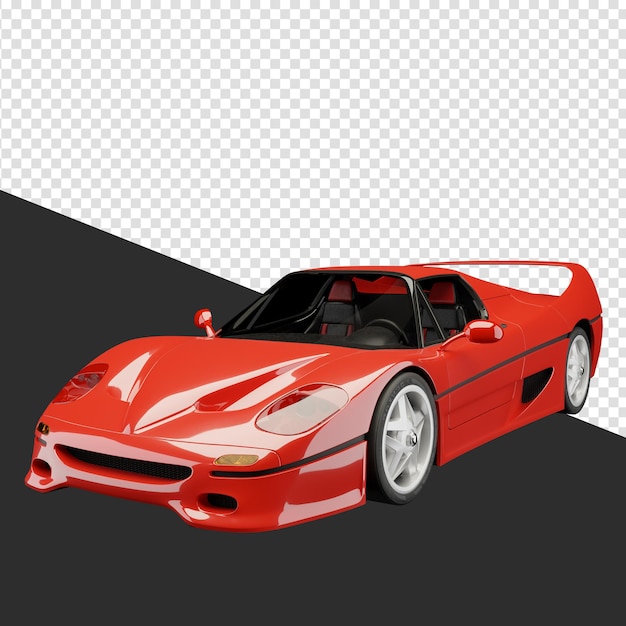 PSD renderowania 3d czerwony samochód sportowy