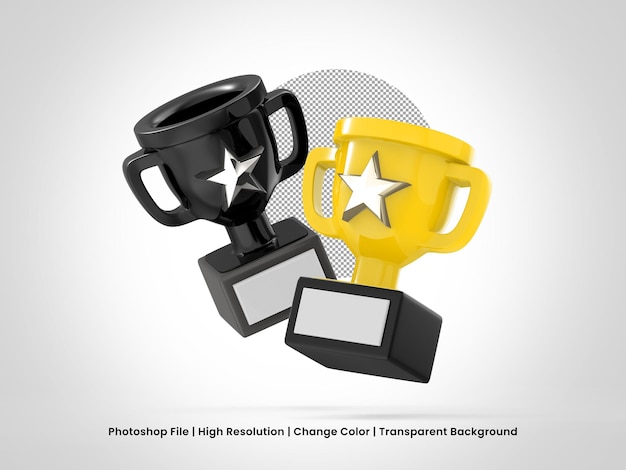 PSD renderowania 3d dwa trofeum