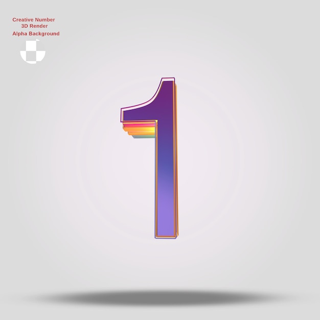 Renderowania 3D fioletowy numer 1 do projektowania